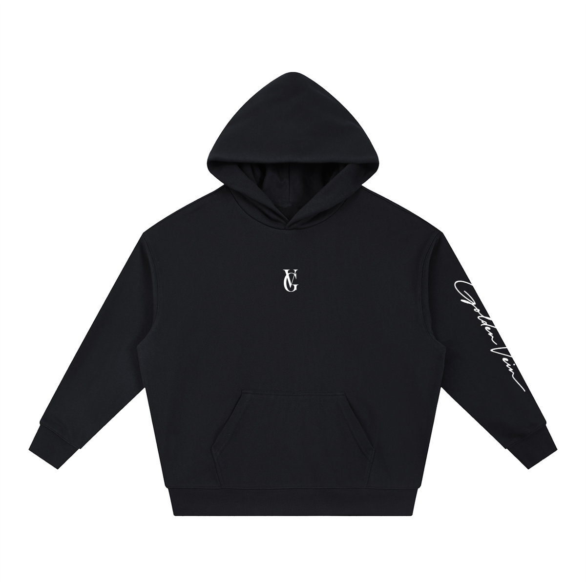 Golden Vein Boxy Hoodie in Black, oversized cotton-blend hoodie