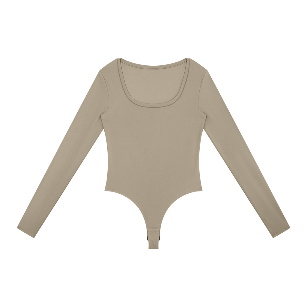 Golden Vein Flow Long Sleeve Bodysuit – Khaki – Produktansicht 8