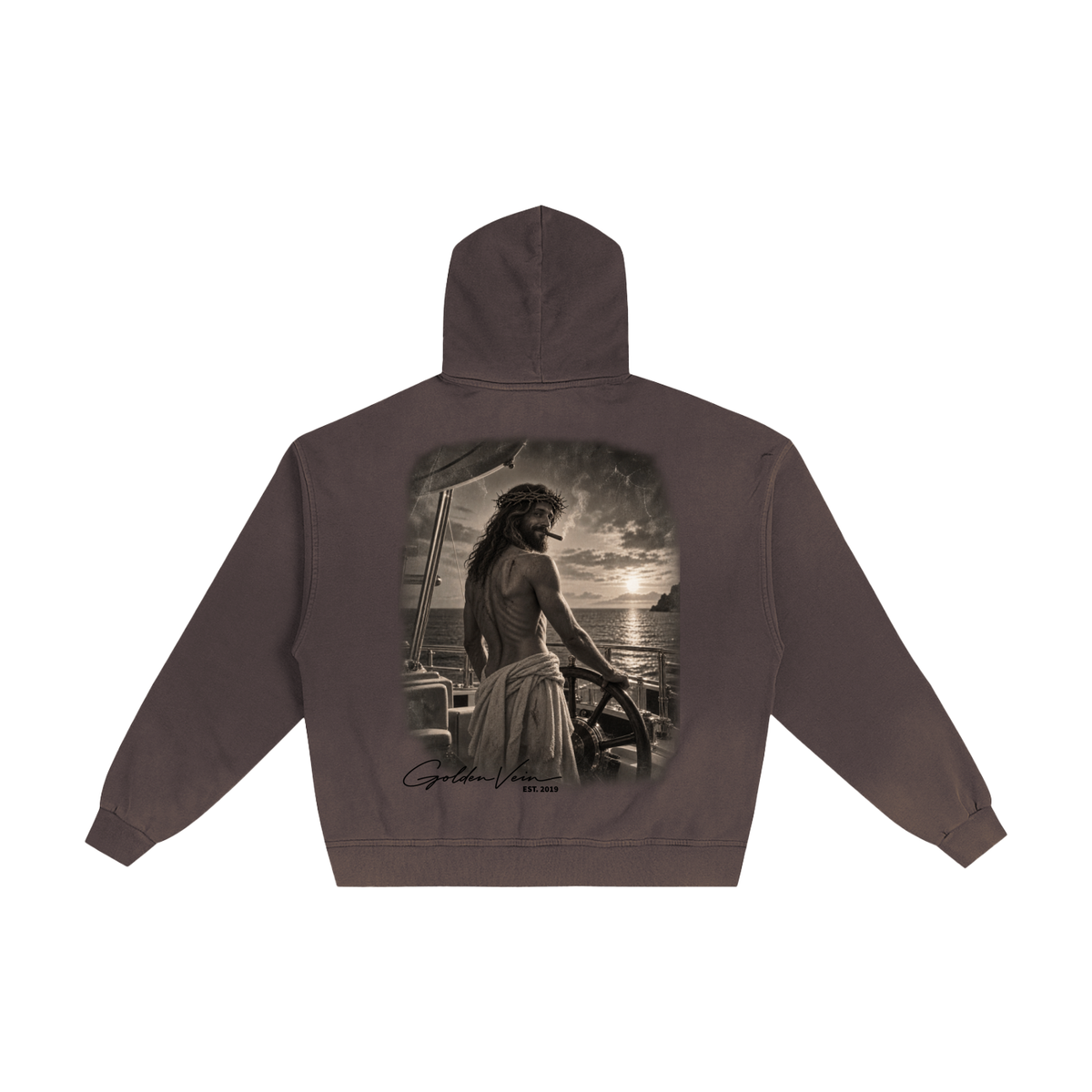 Golden Vein Distressed Zip Hoodie – Dark Grey – Produktansicht 8
