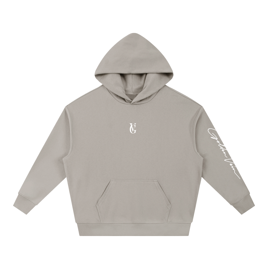 Golden Vein Boxy Hoodie in Grey, oversized cotton-blend hoodie