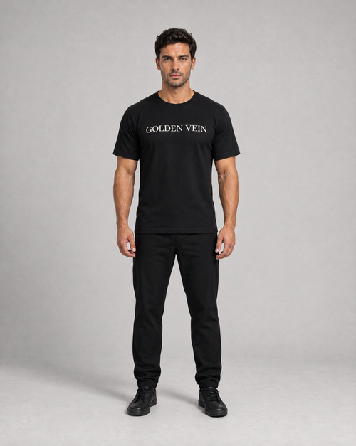 Golden Vein Basic Shirt in Schwarz – Herren Frontansicht