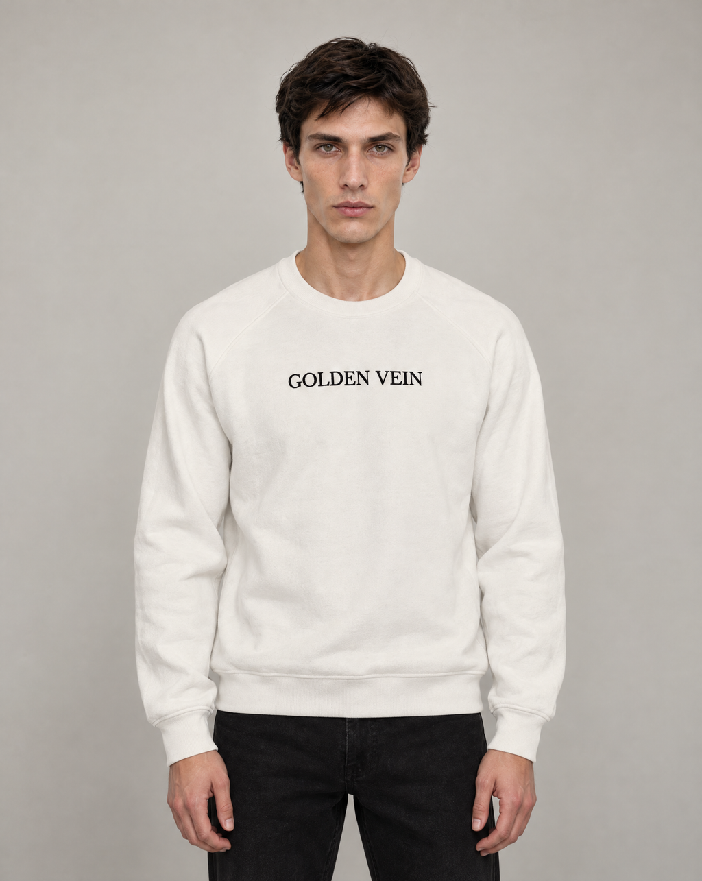 Golden Vein Sweater Weiß Frontansicht