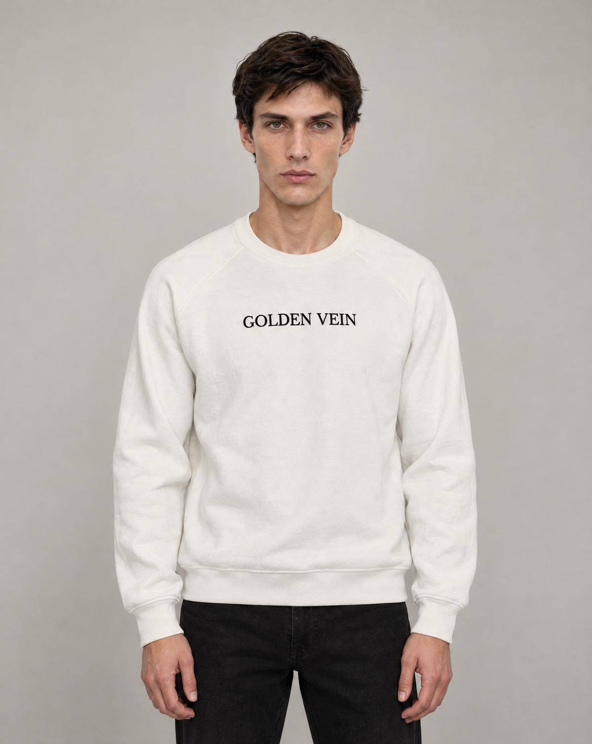 Golden Vein Sweater Weiß Frontansicht