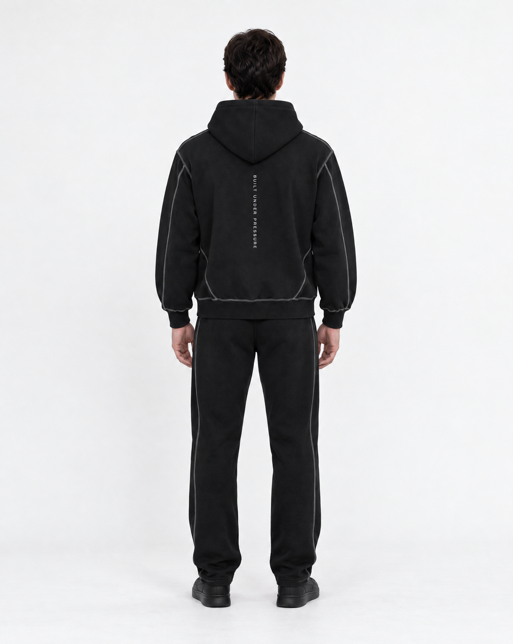 Golden Vein Structure Hoodie in Schwarz – Rückansicht