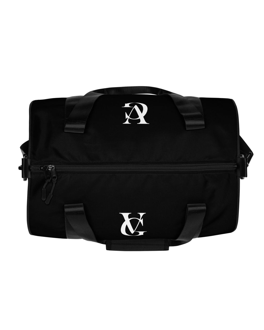 GV Duffle Bag in Schwarz aus der Draufsicht mit Tragegriffen