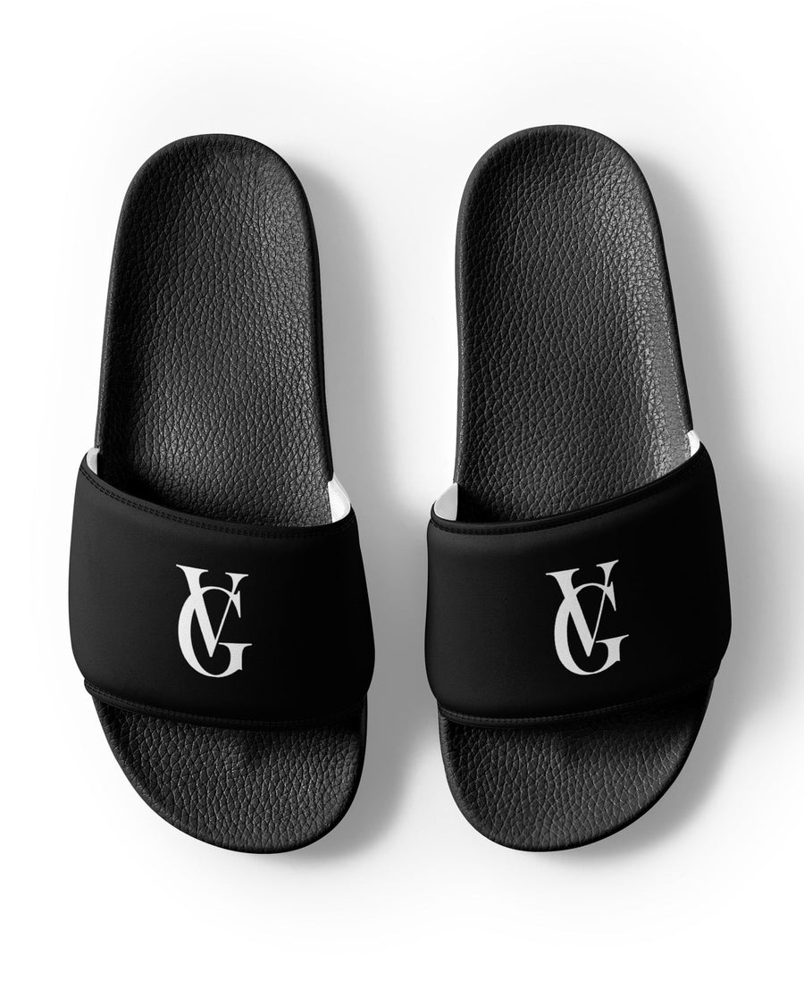 GV Slides in Schwarz für Damen als Paar dargestellt mit GV-Logo