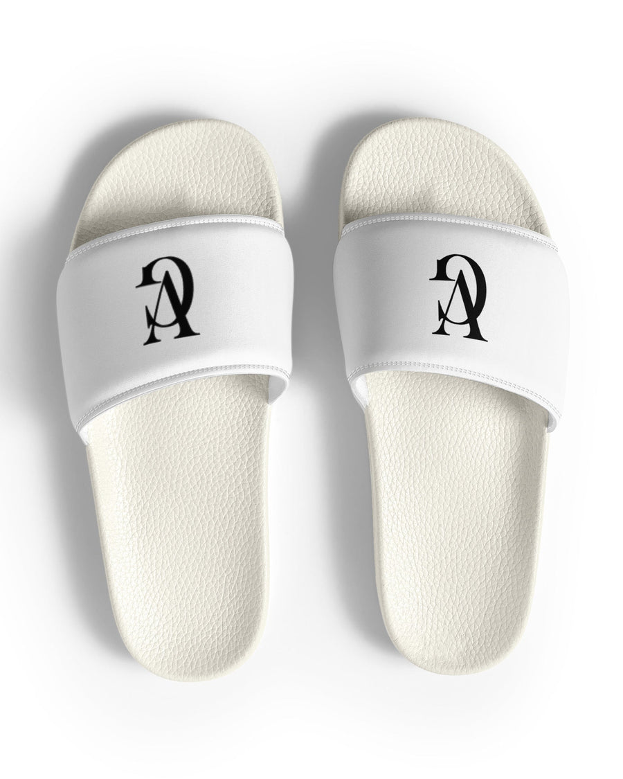 GV Slides in Weiß für Damen mit GV-Logo auf dem Riemen, Draufsicht