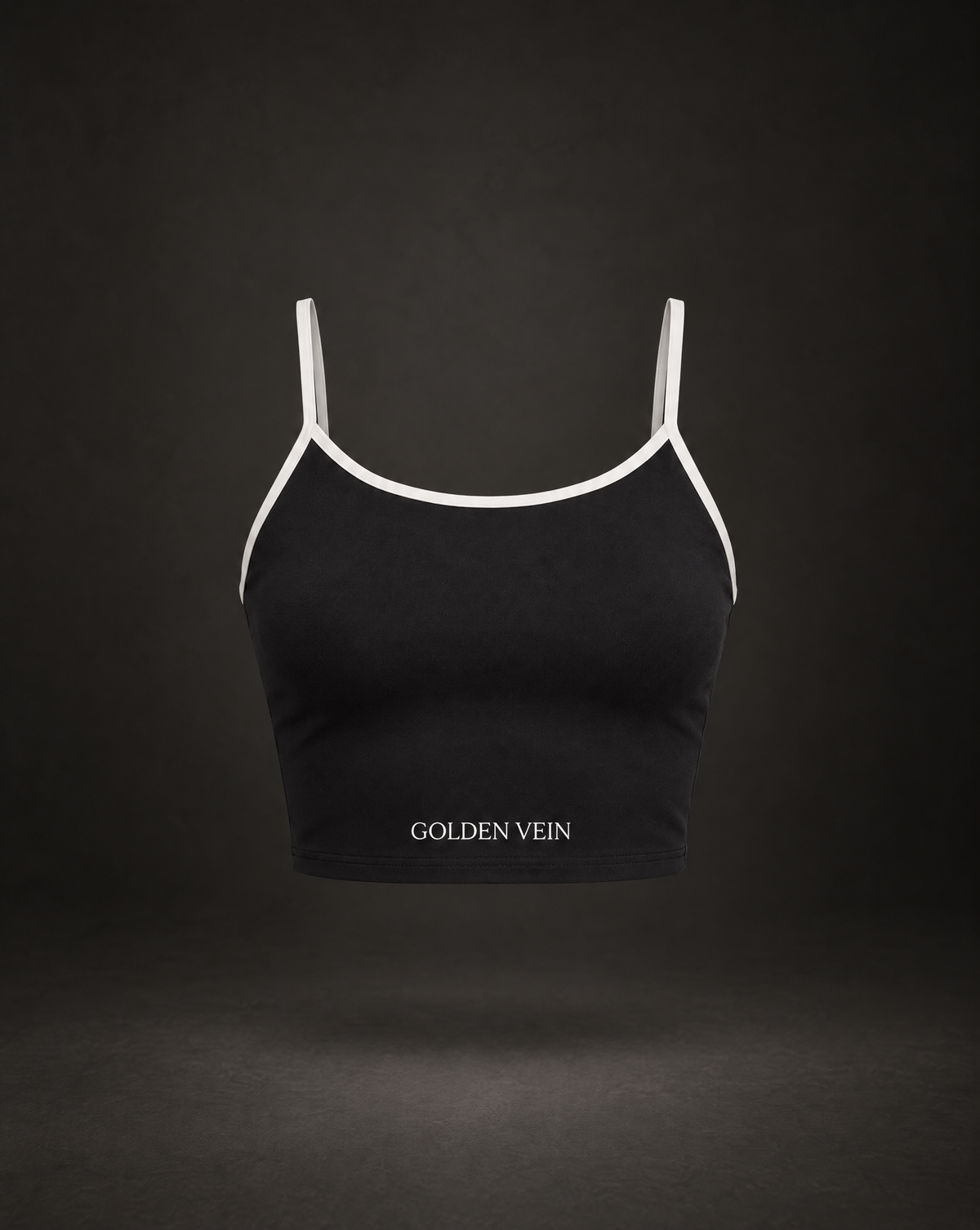 Crop Top Schwarz – 3D-Ghost-Mockup Front