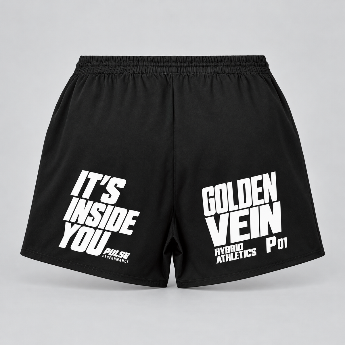 PULSE 2-in-1 Running Shorts — Black, back view — 3D product mockup