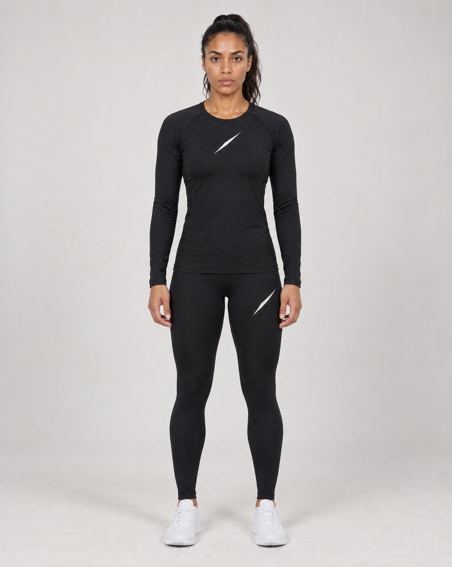 PULSE Compression Longsleeve Schwarz – Damen Front