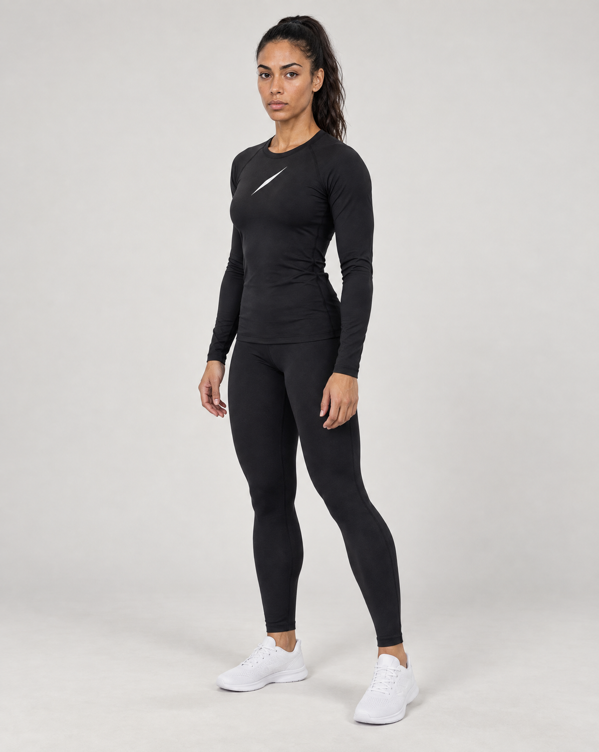 PULSE Compression Longsleeve Schwarz – Damen 3/4