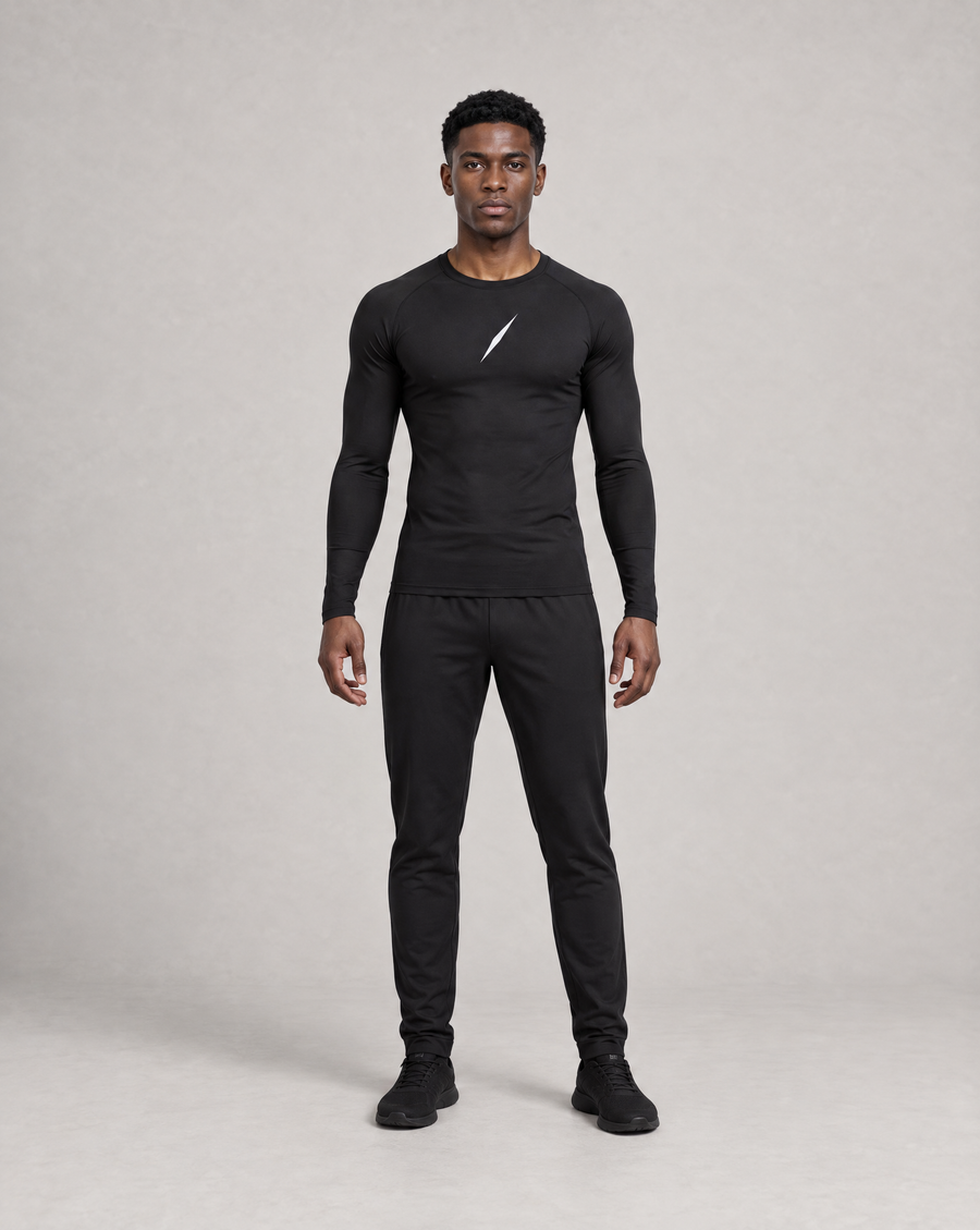 PULSE Compression Longsleeve Schwarz Herren – Frontansicht