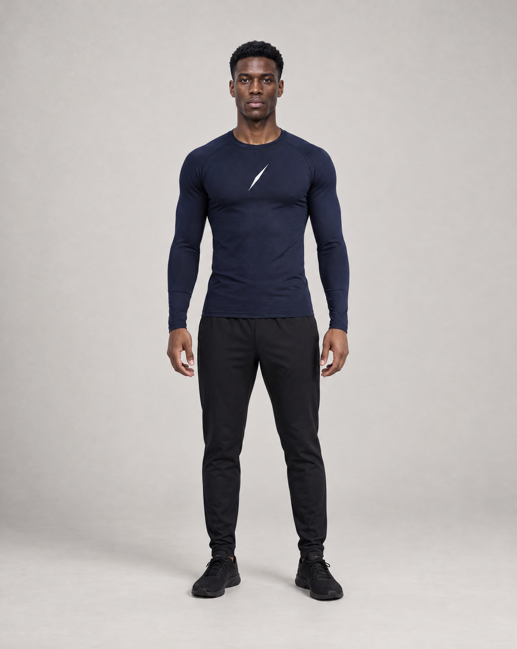PULSE Compression Longsleeve Navy Herren – Frontansicht