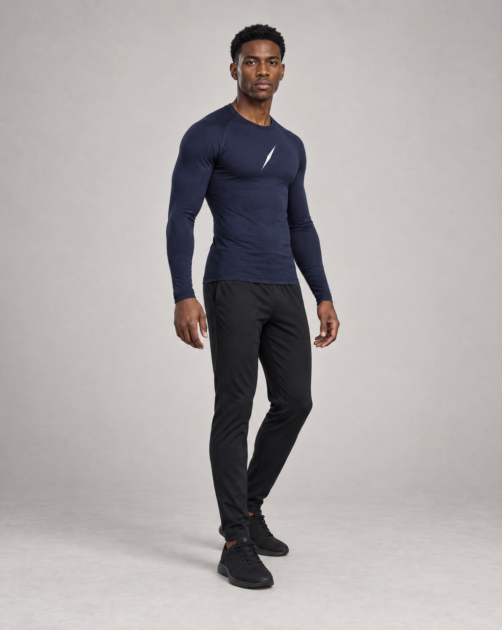 PULSE Compression Longsleeve Navy Herren – 3/4-Ansicht