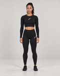 PULSE Cropped Longsleeve Schwarz – Damen Front