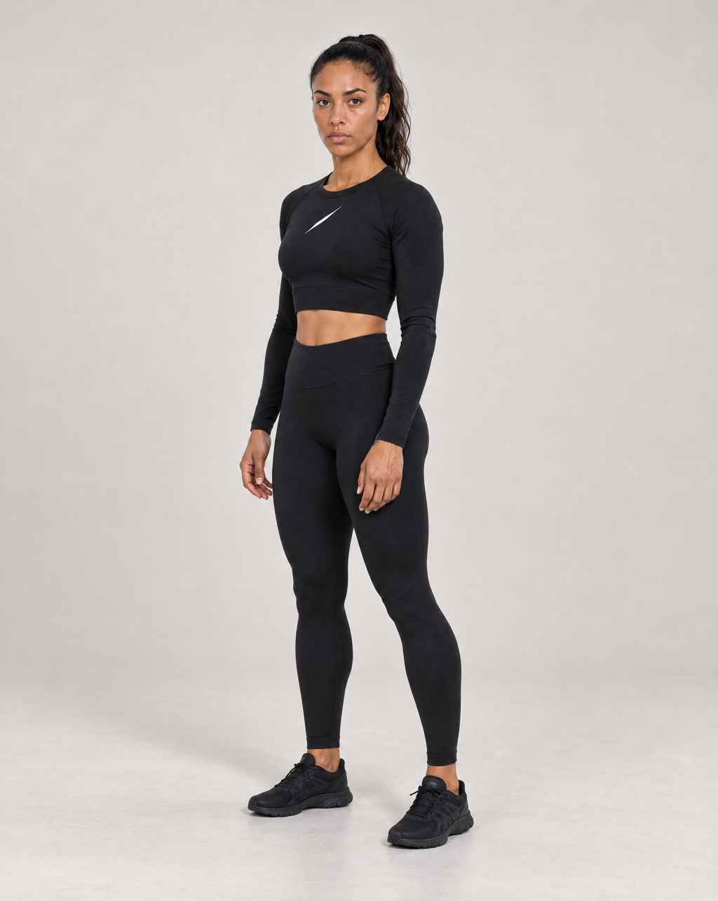 PULSE Cropped Longsleeve Schwarz – Damen 3/4