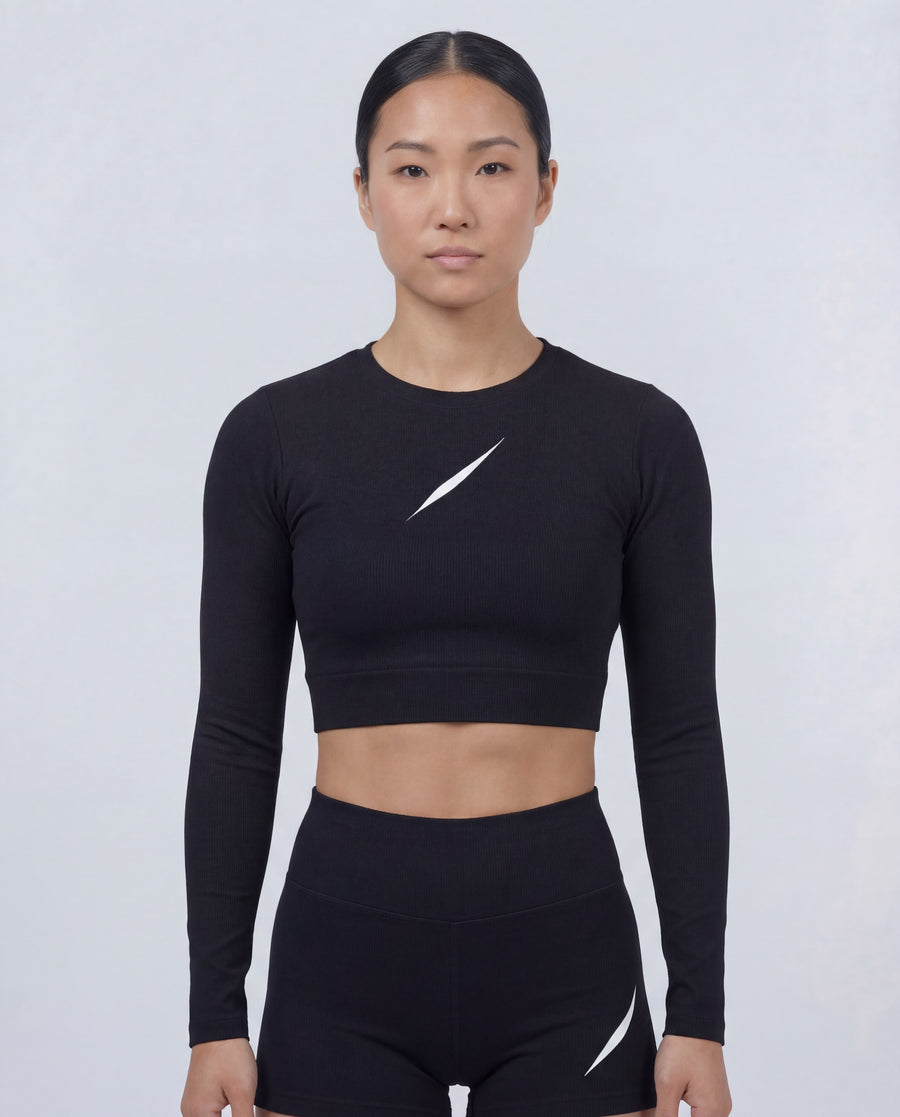PULSE™ Cropped Longsleeve – Schwarz