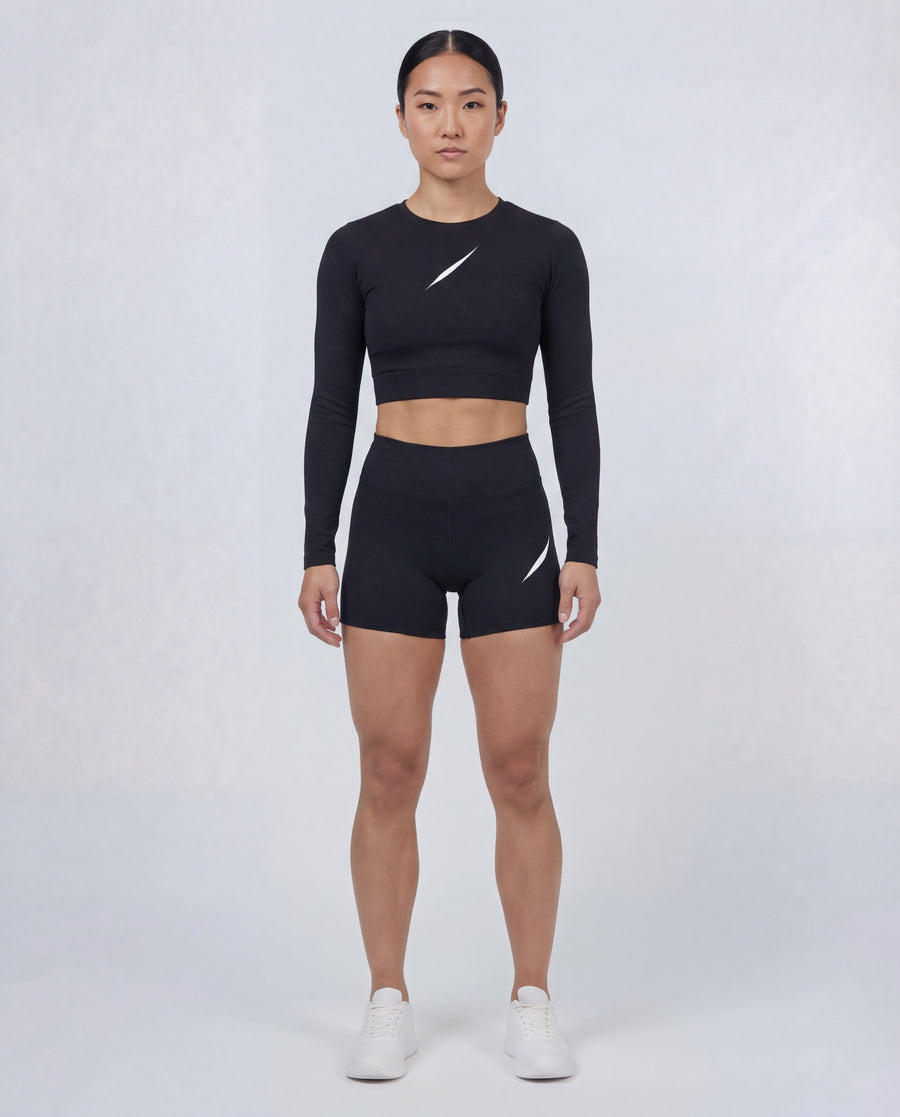 PULSE™ Cropped Longsleeve – Schwarz