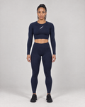 PULSE Cropped Longsleeve Navy – Damen Front