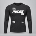 PULSE Fitted Running Long Sleeve — Black, front view — 3D product mockup