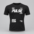 PULSE Fitted Running Tee — Black, front view — 3D product mockup