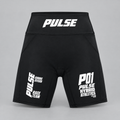 PULSE High-Waist Running Shorts — Black, front view — 3D product mockup