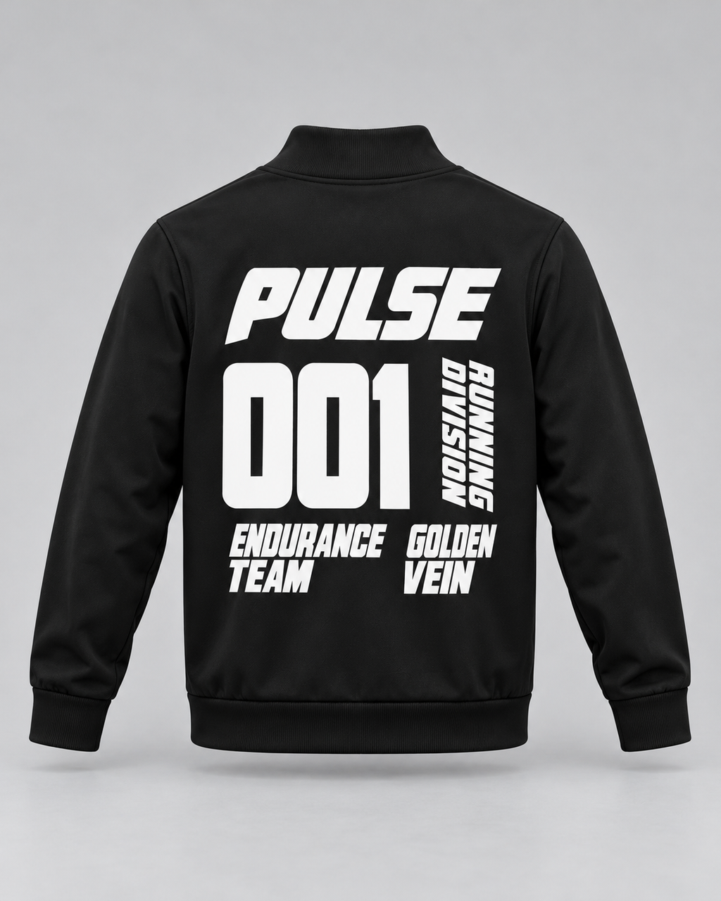 PULSE Quarter-Zip Training Sweatshirt — Black, back view — 3D product mockup