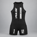 PULSE Quarter-Zip Running Romper — Black, front view — 3D product mockup