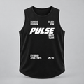PULSE Running Singlet — Black, front view — 3D product mockup