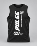 PULSE Topstitch Running Tank — Black, front view — 3D product mockup