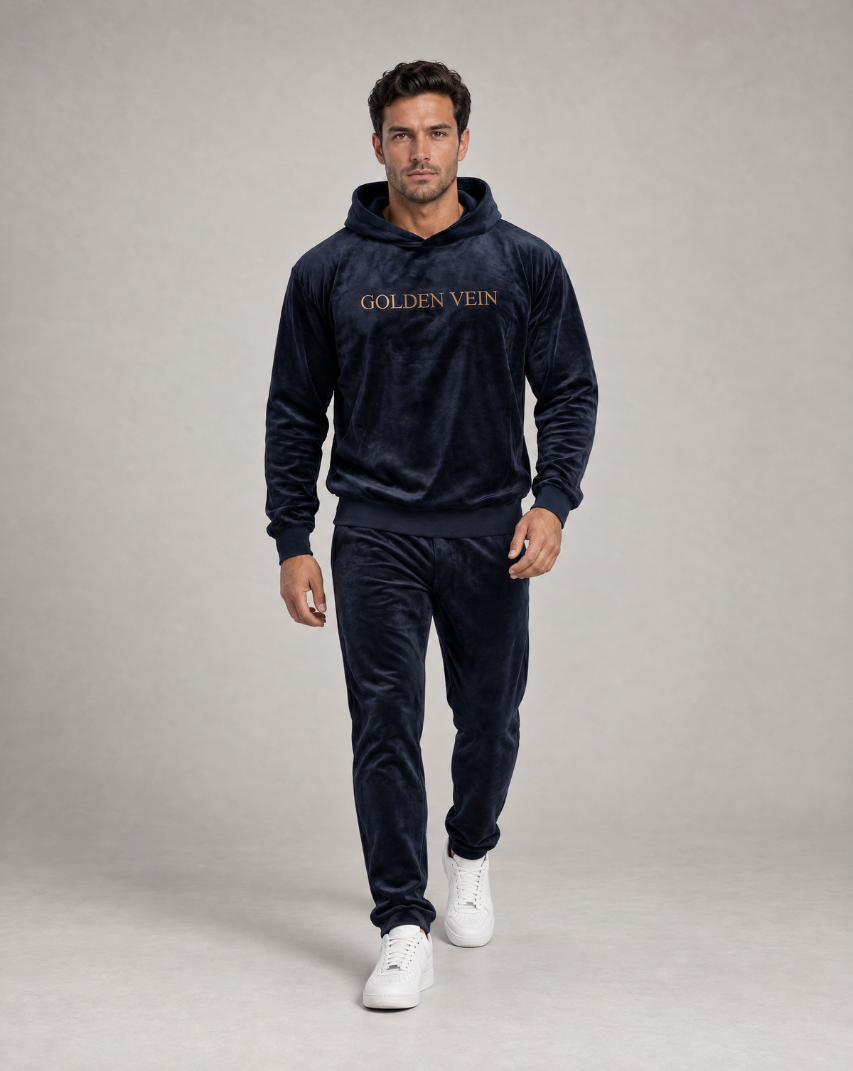 GV Velvet Hoodie Limited – walking view