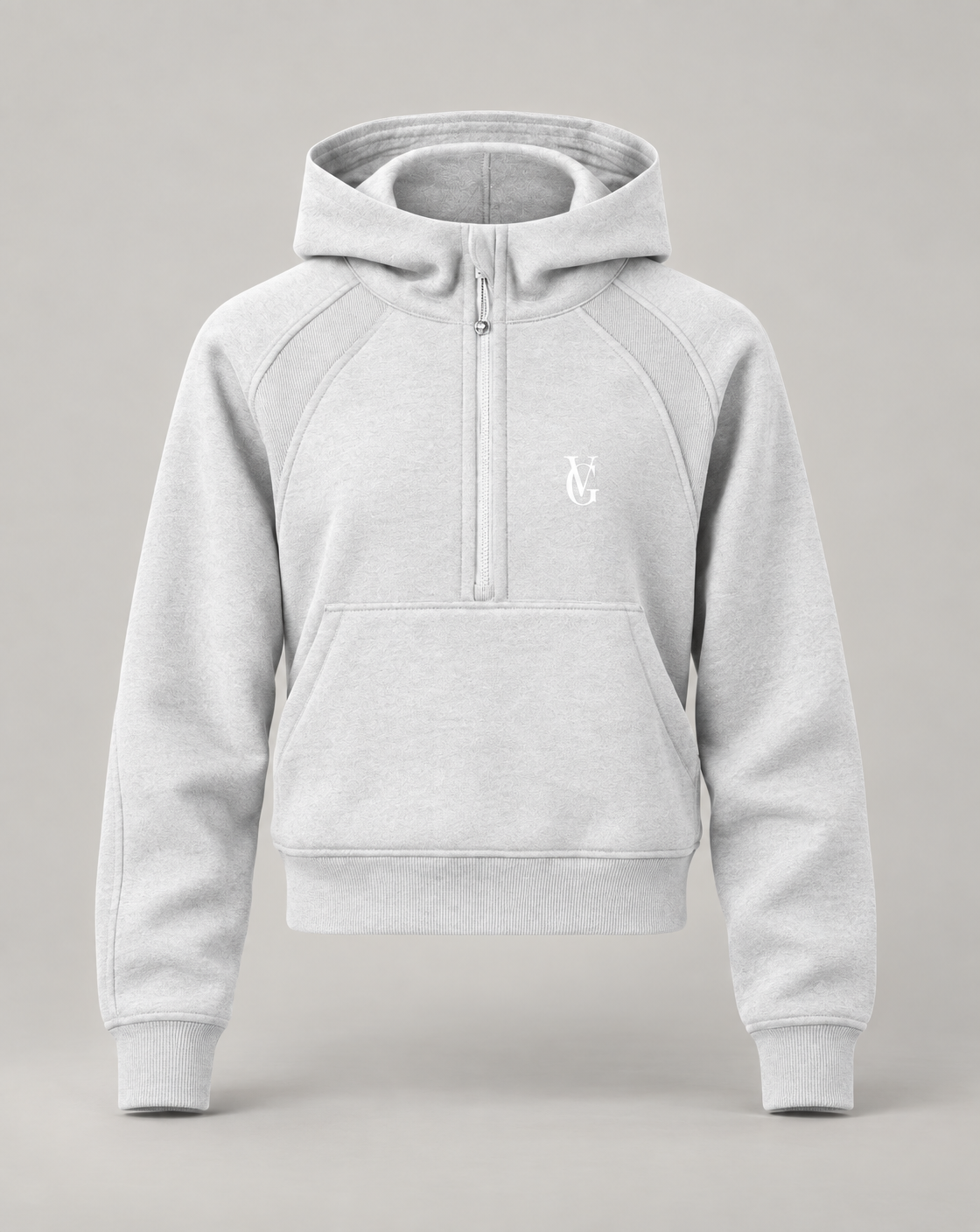 Golden Vein Cropped Half-Zip Hoodie – Cold Grey