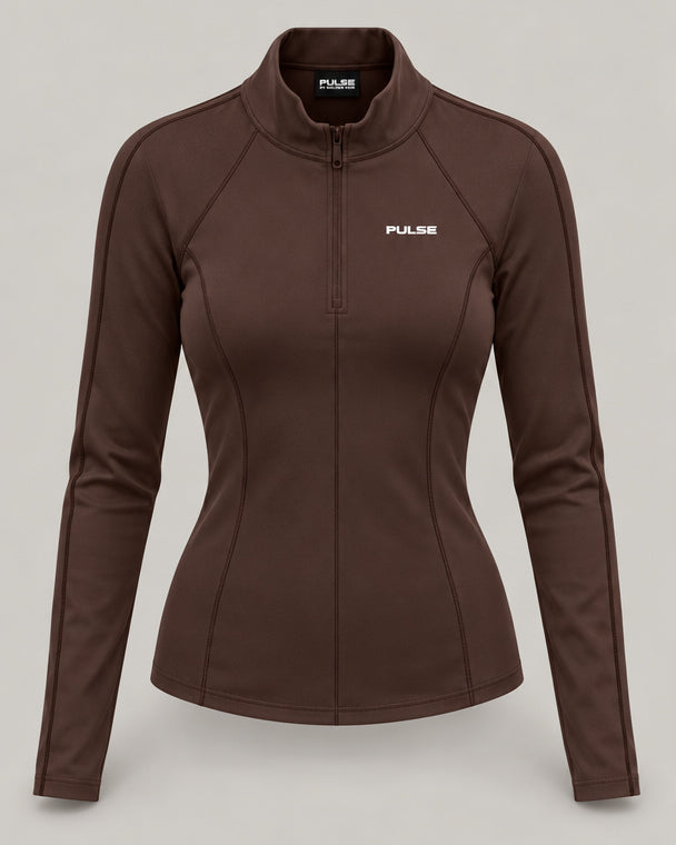 PULSE™ SPECTRE Quarter-Zip Longsleeve – Dunkelbraun
