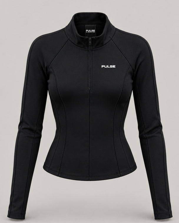PULSE™ SPECTRE Quarter-Zip Longsleeve – Schwarz