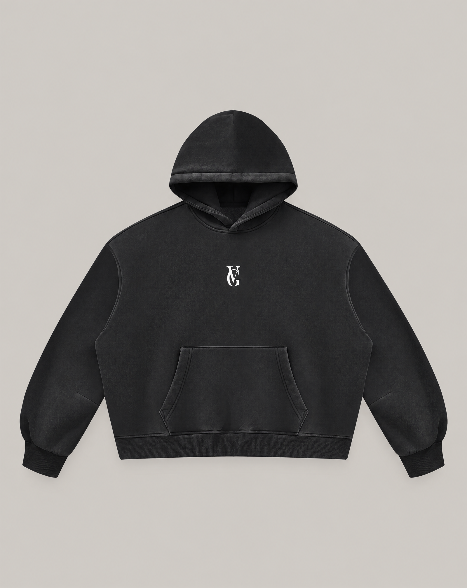 Golden Vein Vintage Wash Boxy Hoodie – Black