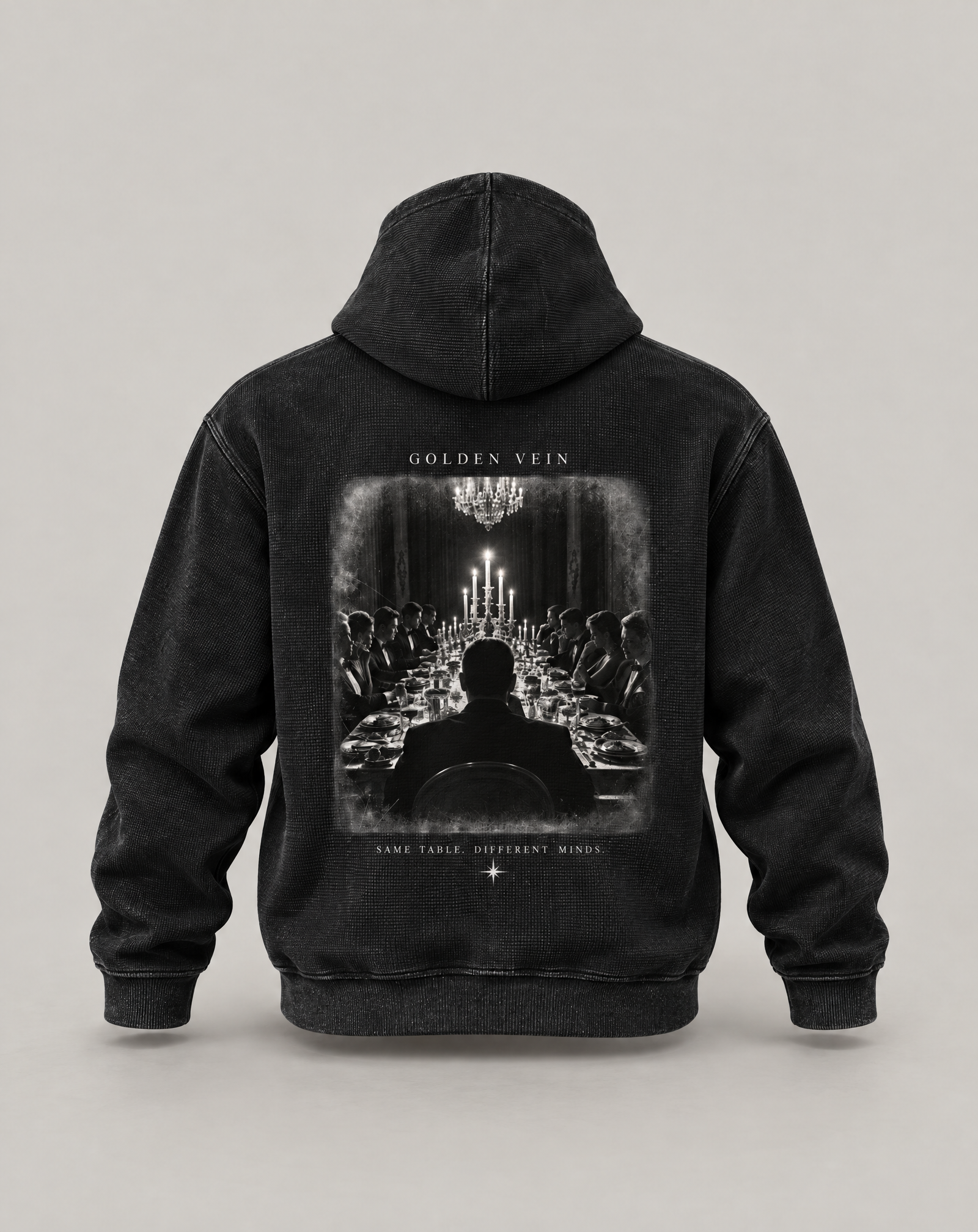 Golden Vein Parables Waffle Zip Hoodie – The Assembly – Black