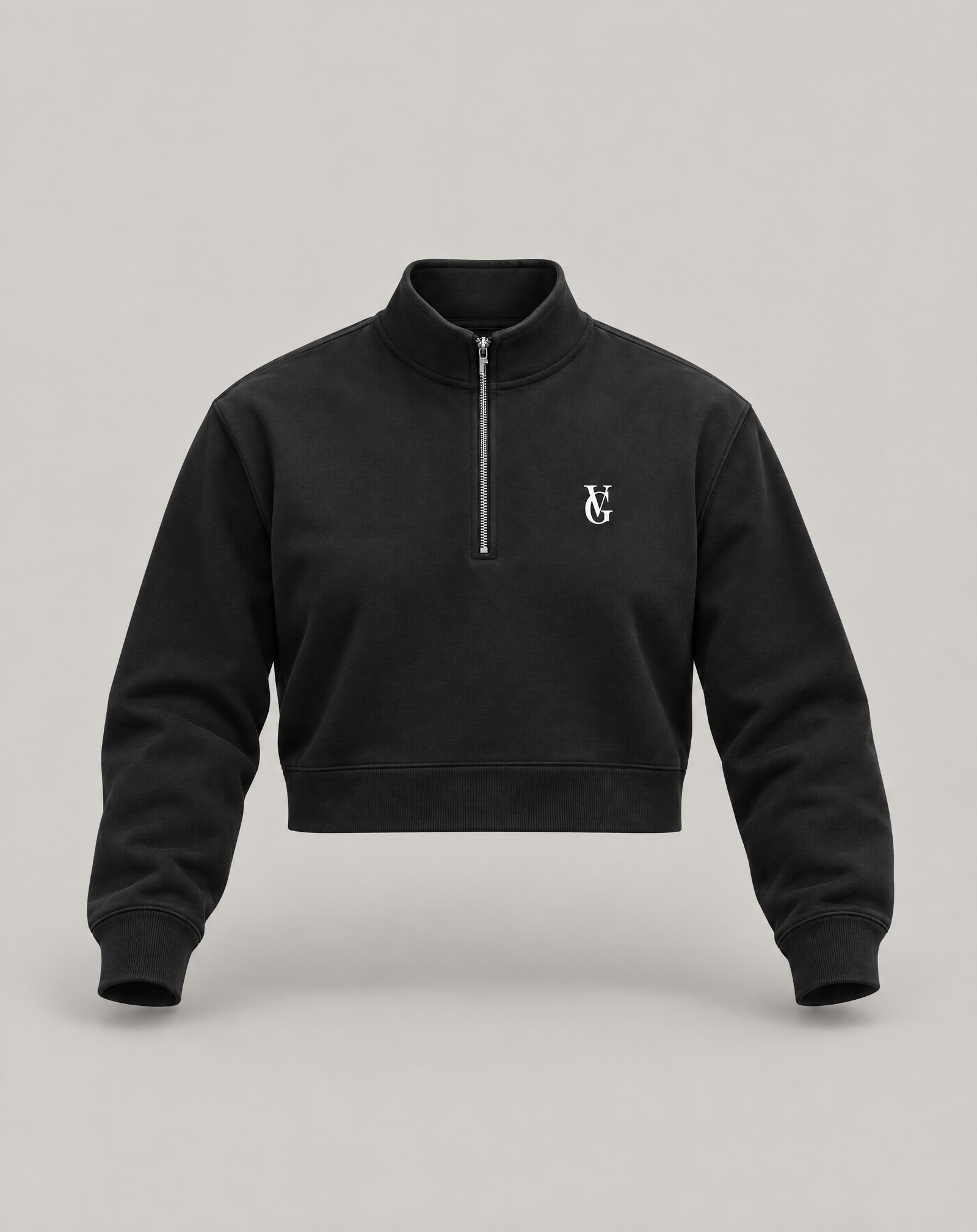 Golden Vein Cropped Quarter-Zip – Black