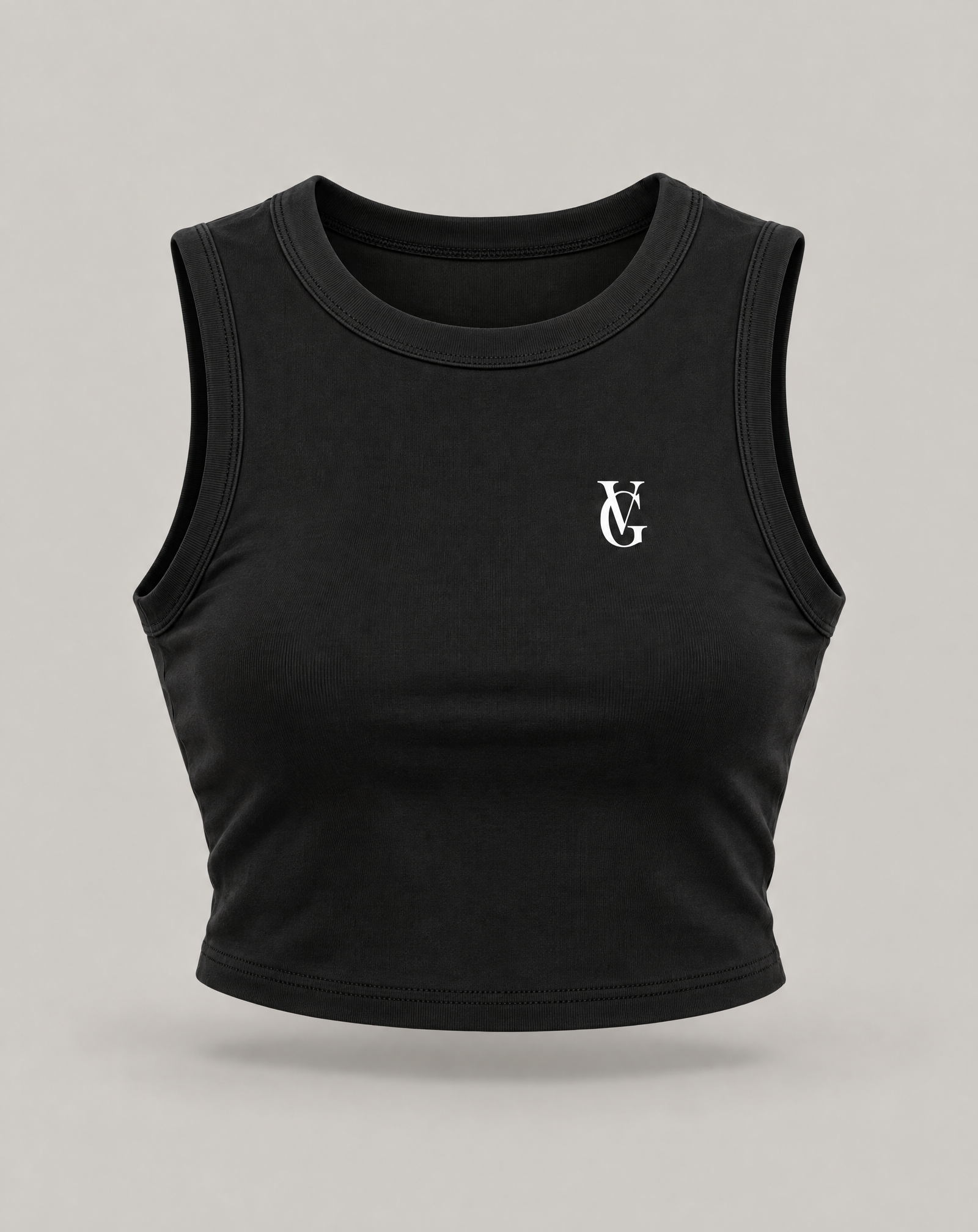 Golden Vein Cropped Tank – Black
