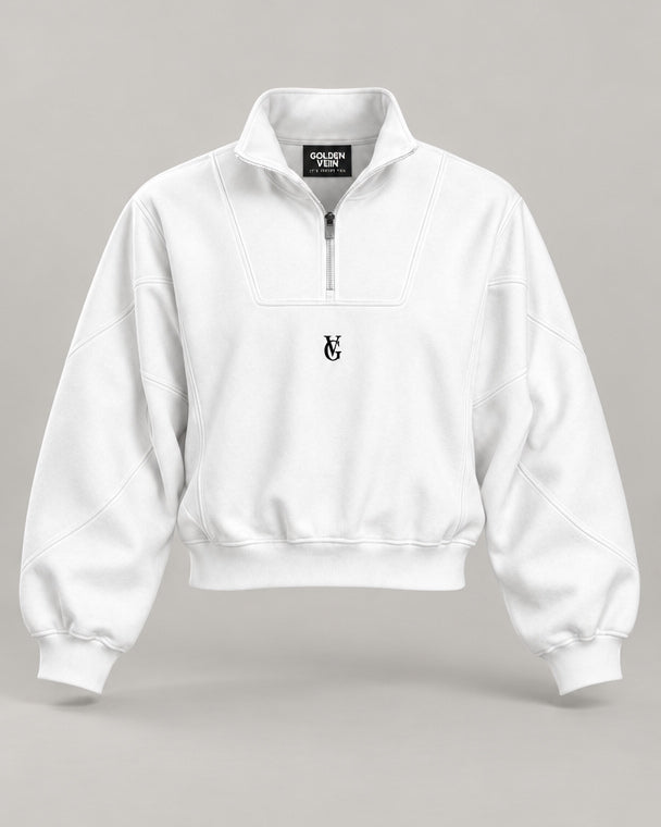 Golden Vein Fleece Quarter-Zip – White