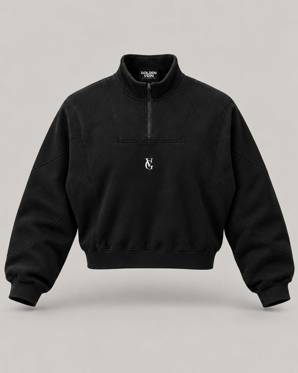 Golden Vein Fleece Quarter-Zip – Black