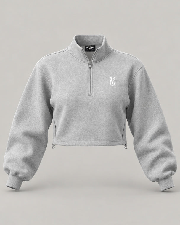 Golden Vein Mock-Neck Quarter-Zip – Heather Grey