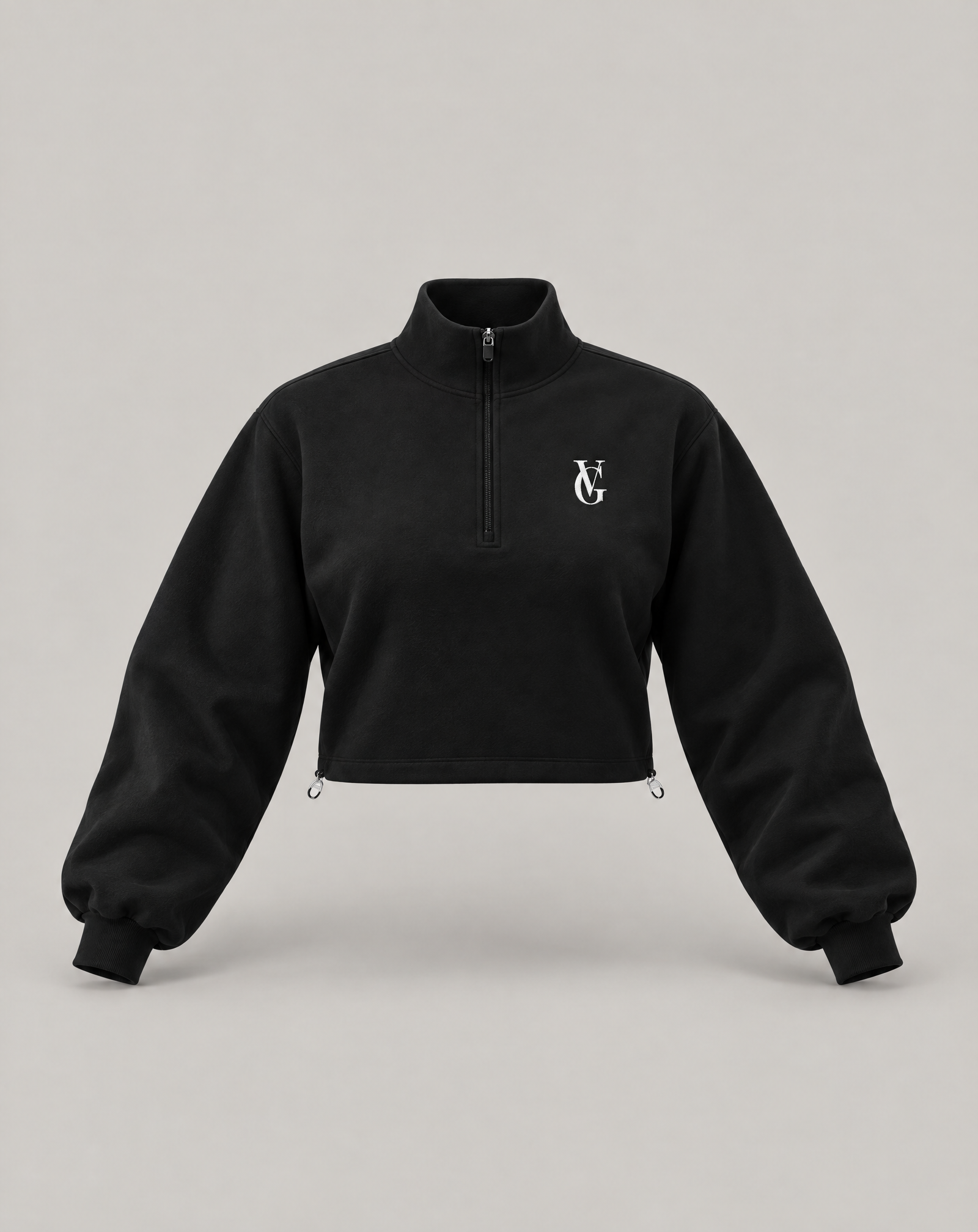 Golden Vein Mock-Neck Quarter-Zip – Black